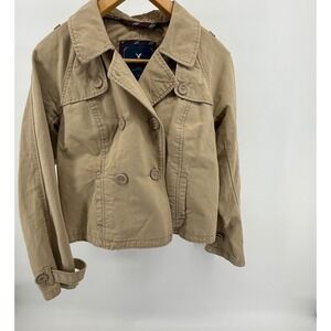 American‎ Eagle Outfitters Khaki Double Breasted Cropped Jacket